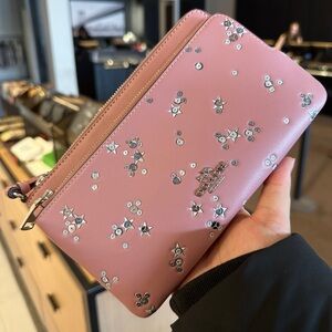 Coach Pink Wristlet with Silver Embellishments